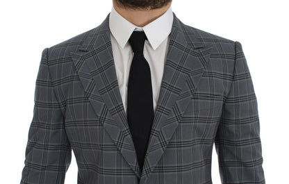 Blue Checkered Slim Fit Blazer Jacket Dolce & Gabbana