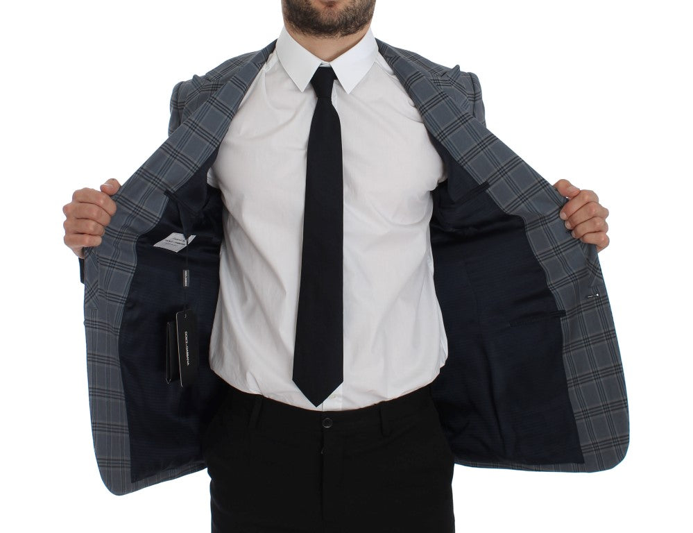 Blue Checkered Slim Fit Blazer Jacket Dolce & Gabbana