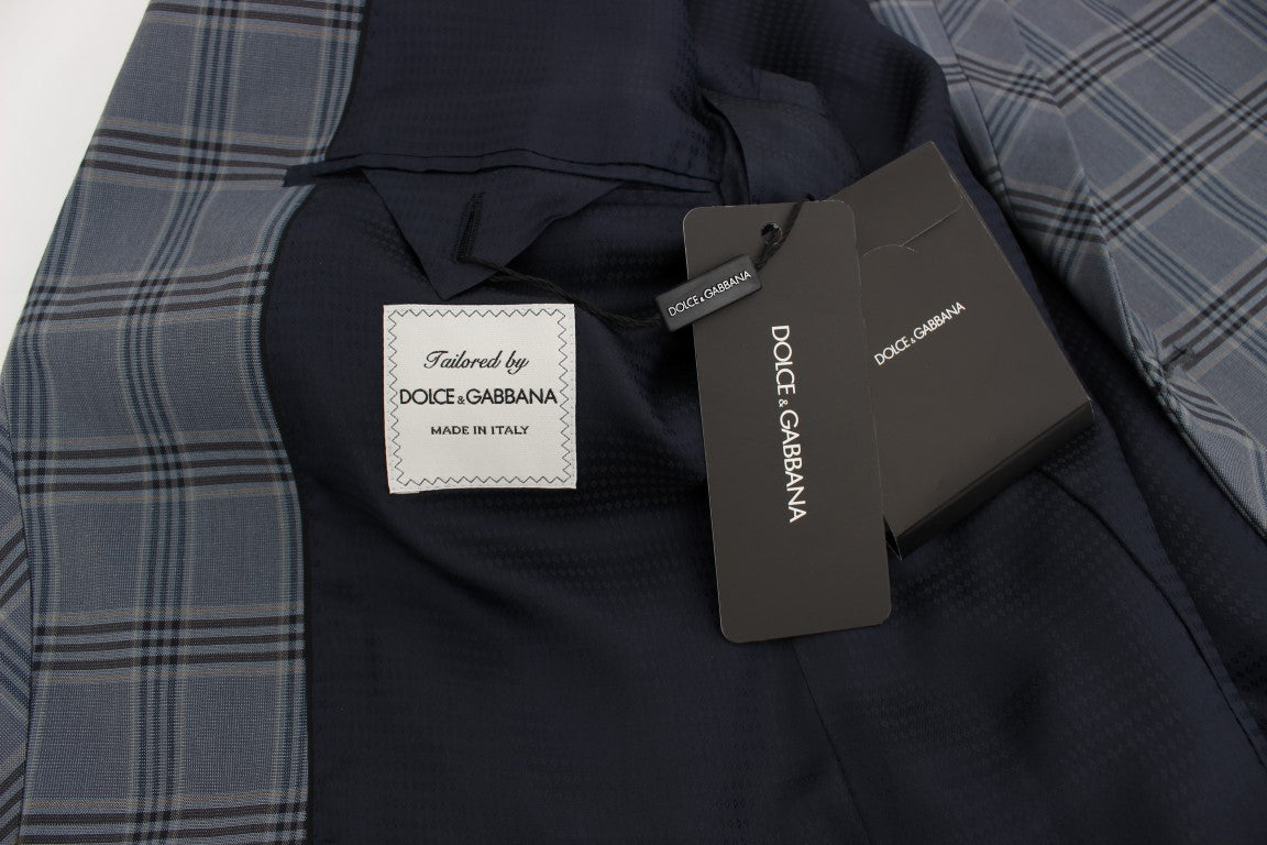 Blue Checkered Slim Fit Blazer Jacket Dolce & Gabbana
