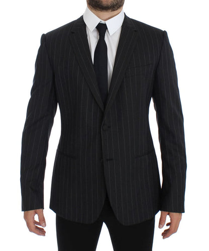 Gray Striped Slim Fit Wool Blazer Dolce & Gabbana