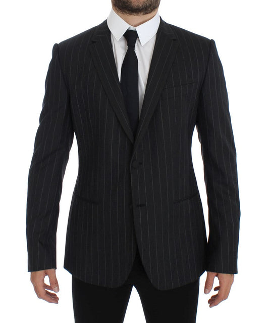 Gray Striped Slim Fit Wool Blazer Dolce & Gabbana
