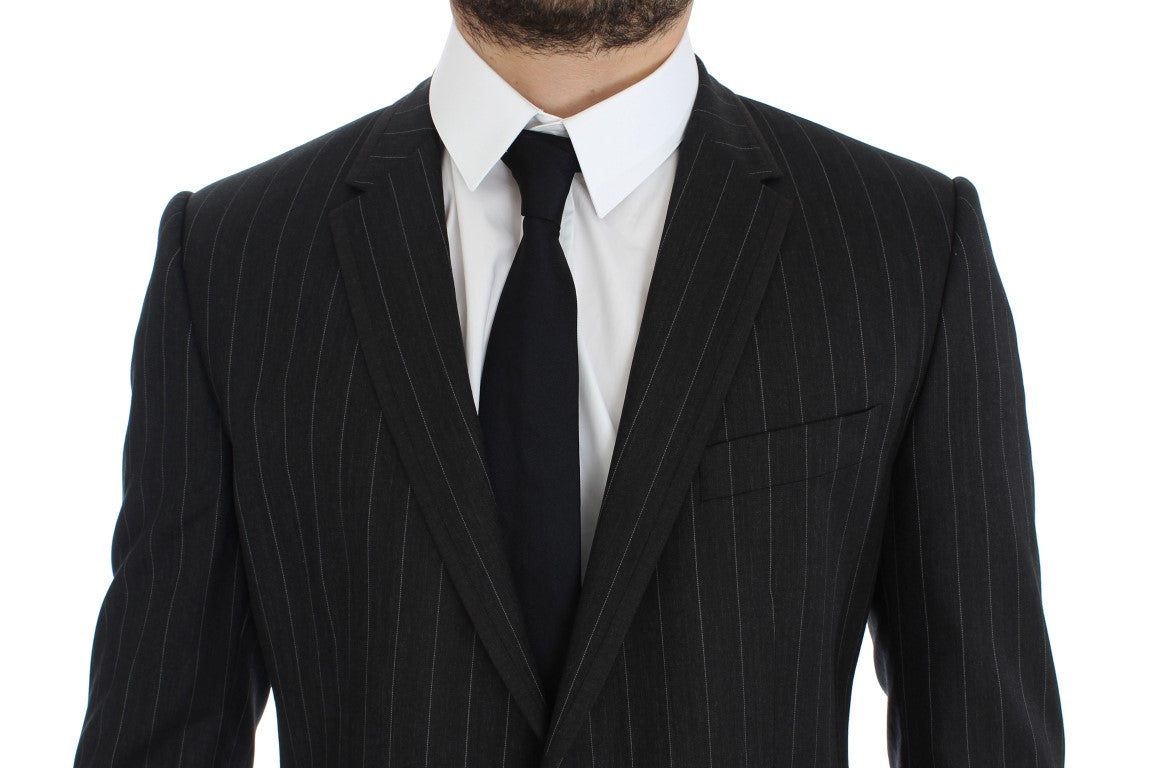 Gray Striped Slim Fit Wool Blazer Dolce & Gabbana