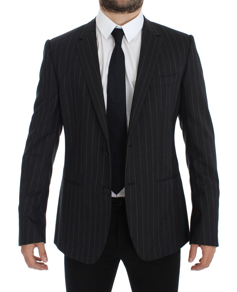 Gray Striped Slim Fit Wool Blazer Dolce & Gabbana
