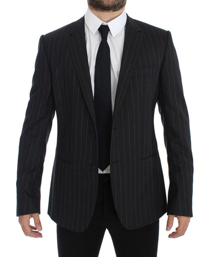 Gray Striped Slim Fit Wool Blazer Dolce & Gabbana