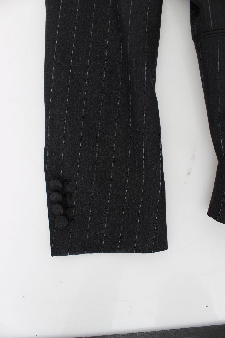 Gray Striped Slim Fit Wool Blazer Dolce & Gabbana