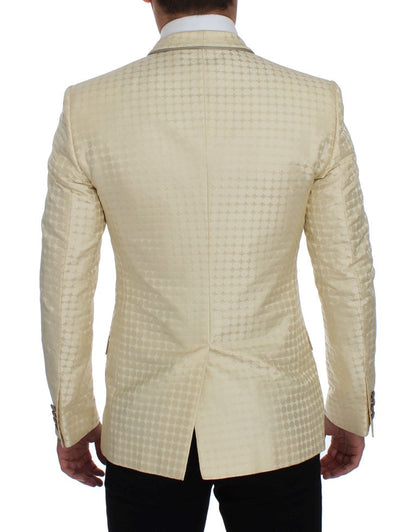 Beige Polka Dot Silk 2 Piece Blazer Dolce & Gabbana