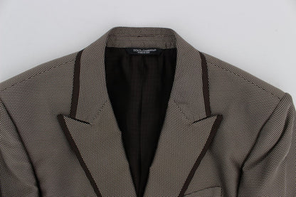 Brown Slim Fit Silk Two Button Blazer Dolce & Gabbana