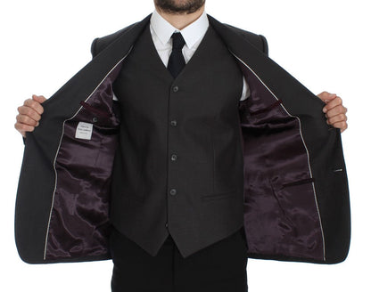 Gray Slim Fit Linen Blazer Jacket Dolce & Gabbana