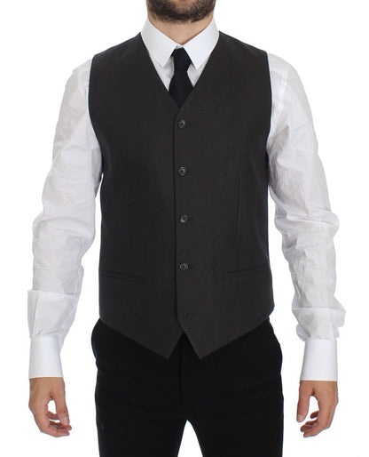 Gray Slim Fit Linen Blazer Jacket Dolce & Gabbana