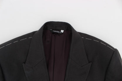 Gray Slim Fit Linen Blazer Jacket Dolce & Gabbana