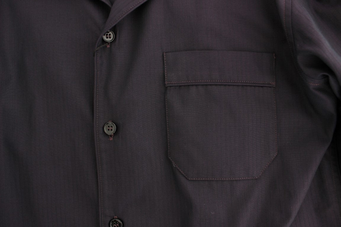 Purple Striped Cotton Pajama Lounge Shirt Dolce & Gabbana