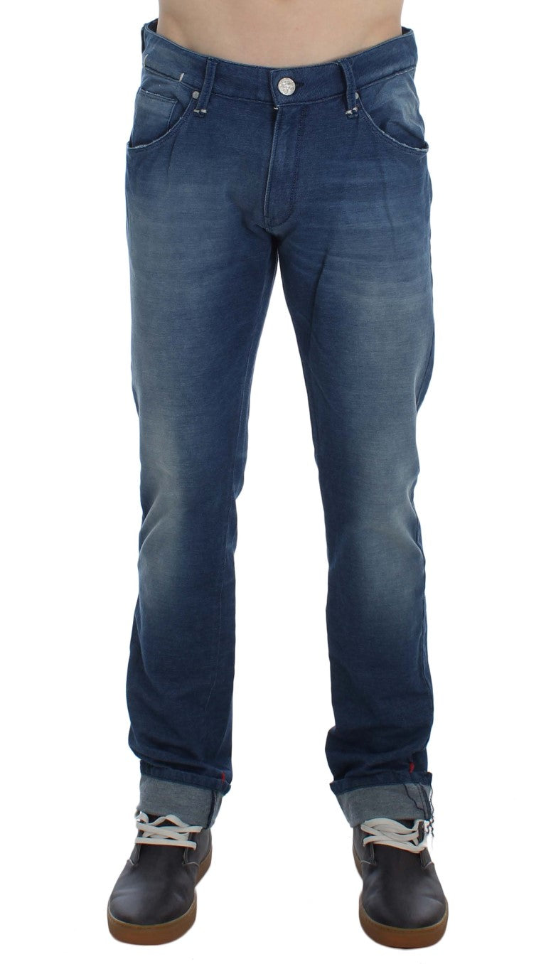 Blue Wash Denim Cotton Stretch Slim Fit Jeans Acht