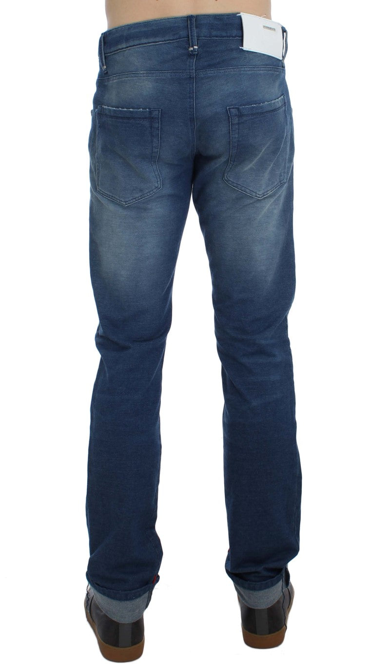 Blue Wash Denim Cotton Stretch Slim Fit Jeans Acht