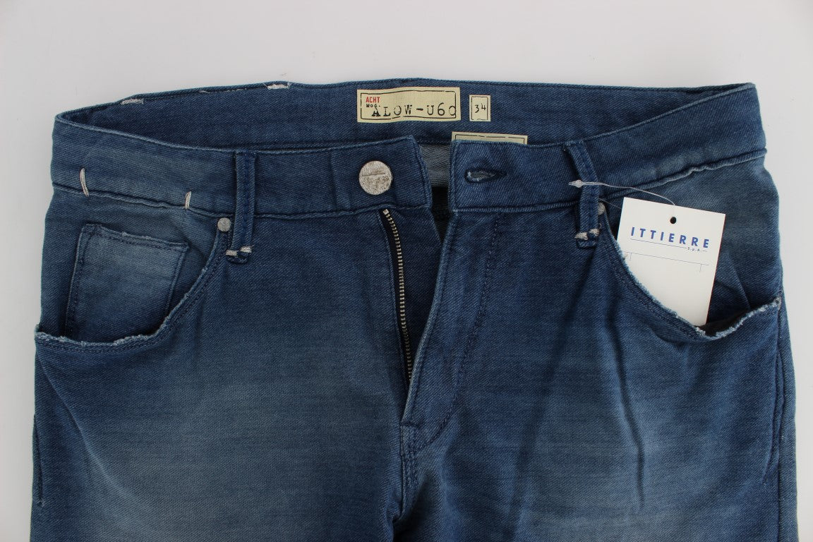 Blue Wash Denim Cotton Stretch Slim Fit Jeans Acht