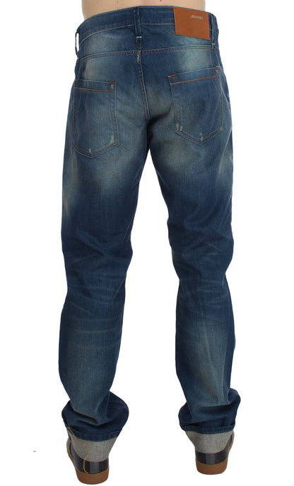 Blue Wash Denim Cotton Stretch Baggy Fit Jeans Acht