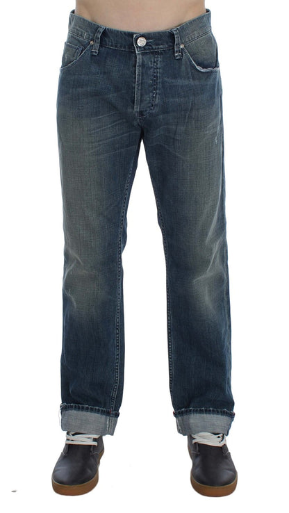 Blue Wash Cotton Denim Regular Fit Jeans Acht