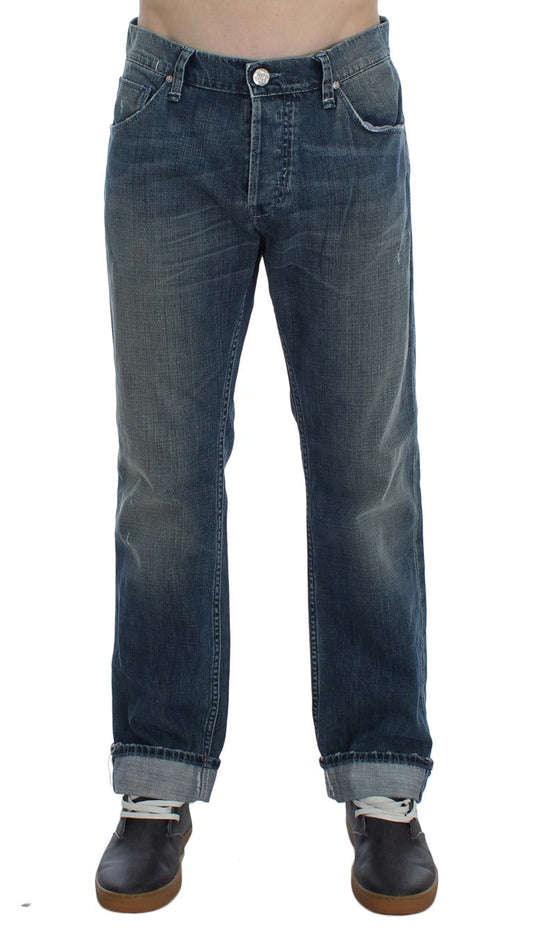 Blue Wash Cotton Denim Regular Fit Jeans Acht
