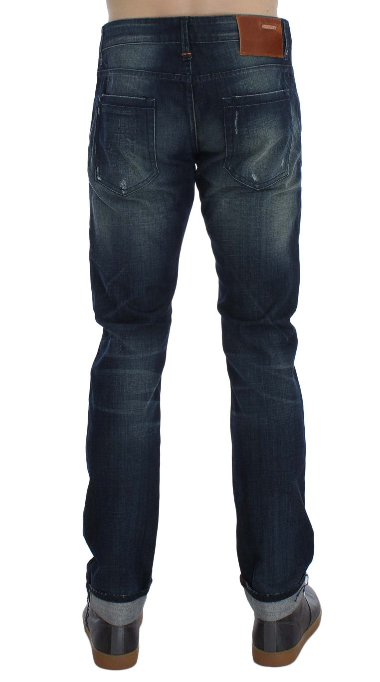 Blue Wash Cotton Denim Slim Fit Jeans Acht