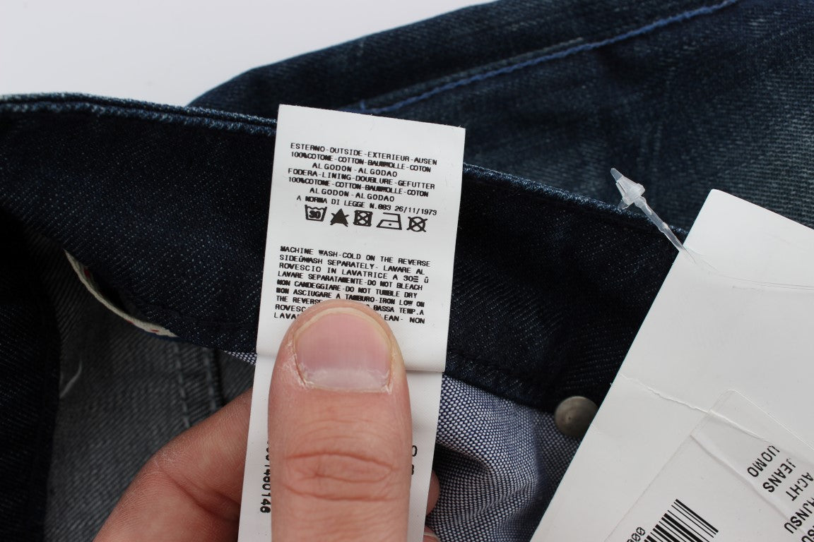 Blue Wash Cotton Denim Slim Fit Jeans Acht
