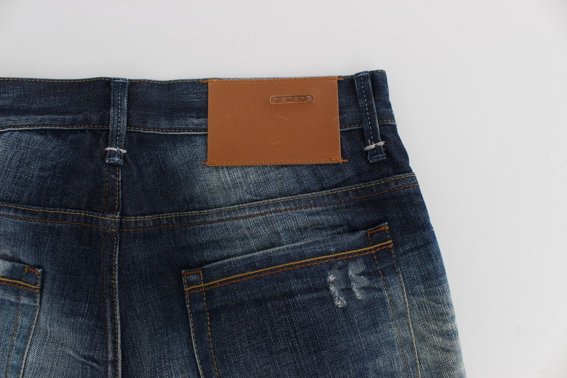 Blue Wash Cotton Denim Regular Fit Jeans Acht