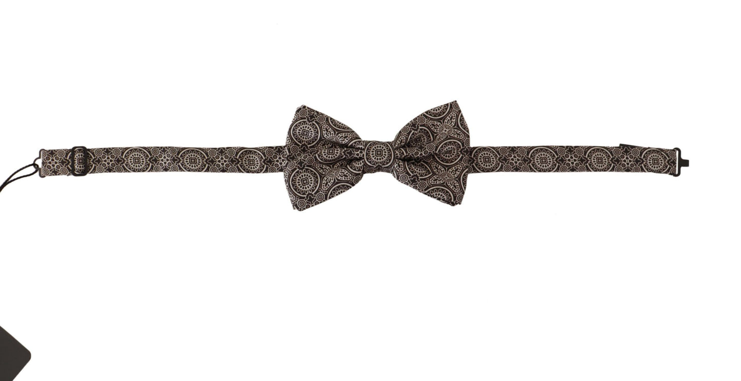 Black white 100% Silk Adjustable Neck Papillon Tie