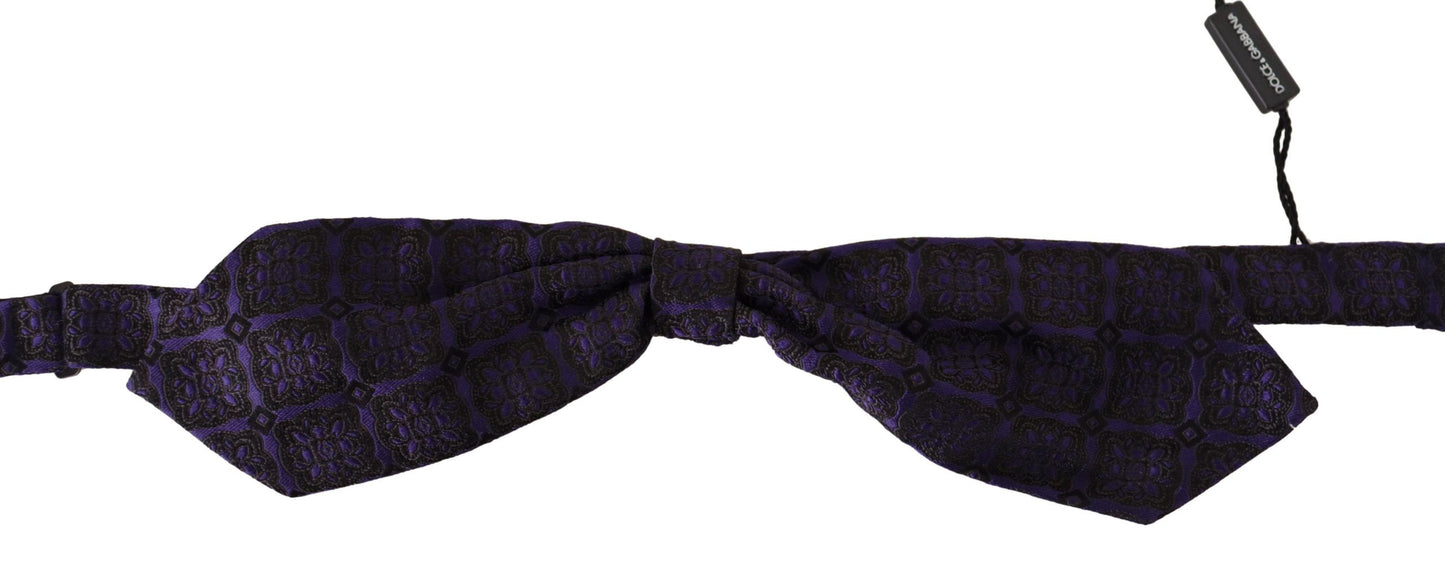 Blue Geometric Silk Adjustable Neck Papillon Tie