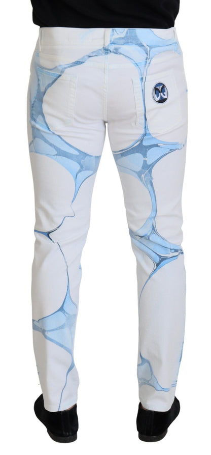 White Blue Denim Cotton Jeans Stretch Skinny Fit Pant
