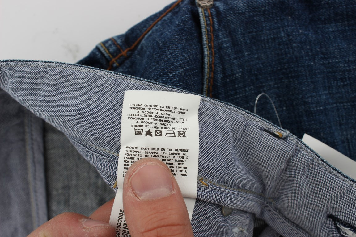 Blue Wash Cotton Baggy Loose Fit Jeans Acht