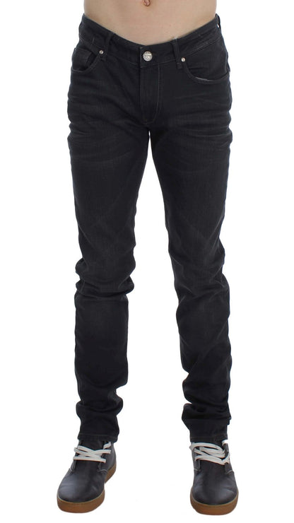 Gray Cotton Stretch Slim Fit Jeans Acht