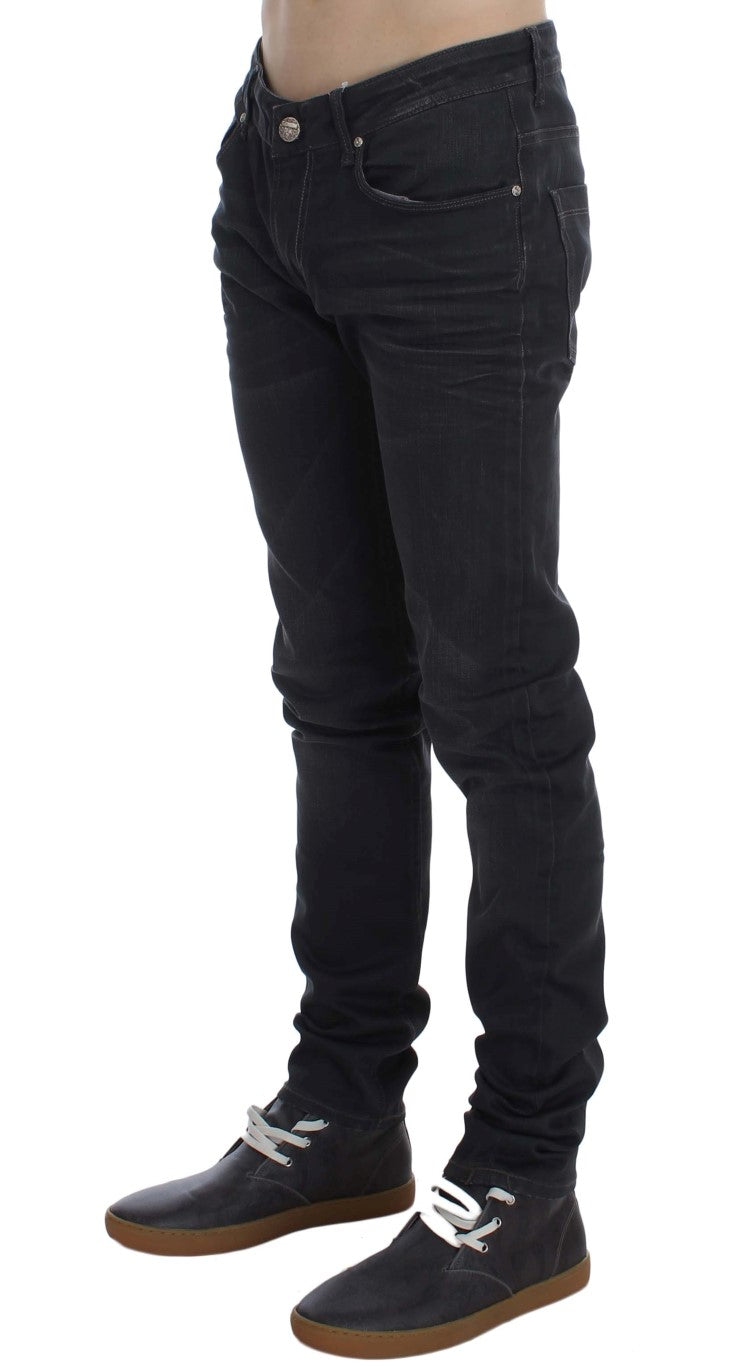 Gray Cotton Stretch Slim Fit Jeans Acht