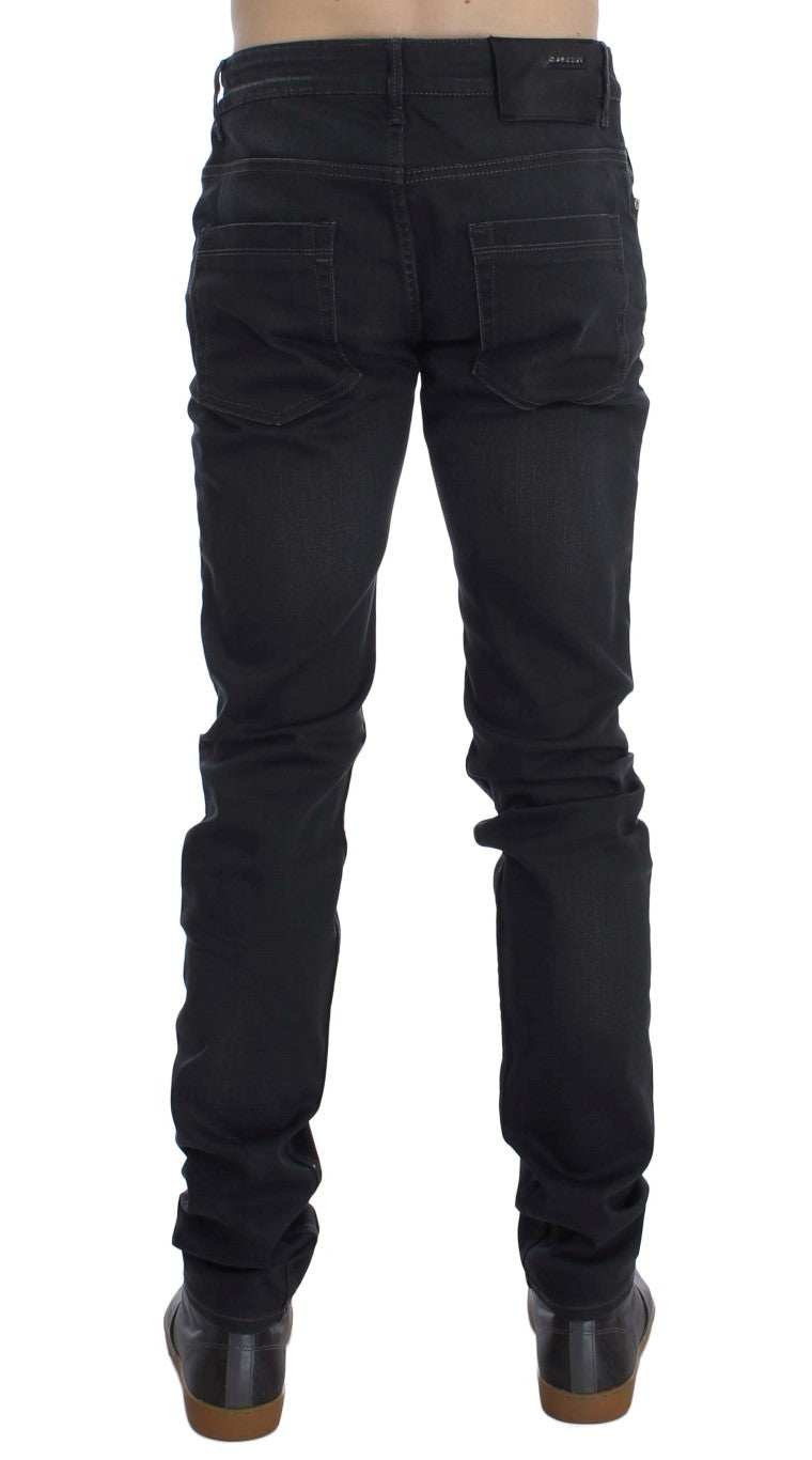 Gray Cotton Stretch Slim Fit Jeans Acht