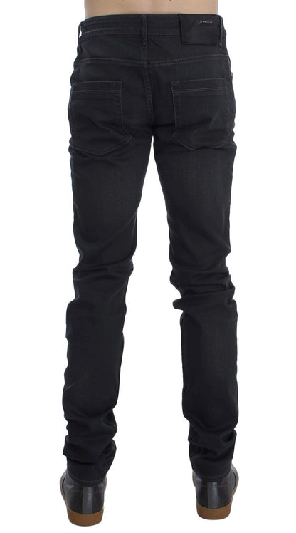 Gray Cotton Stretch Slim Fit Jeans Acht