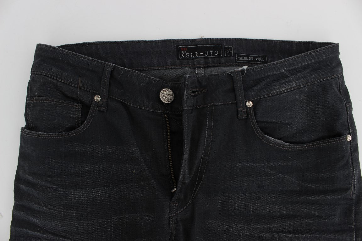 Gray Cotton Stretch Slim Fit Jeans Acht