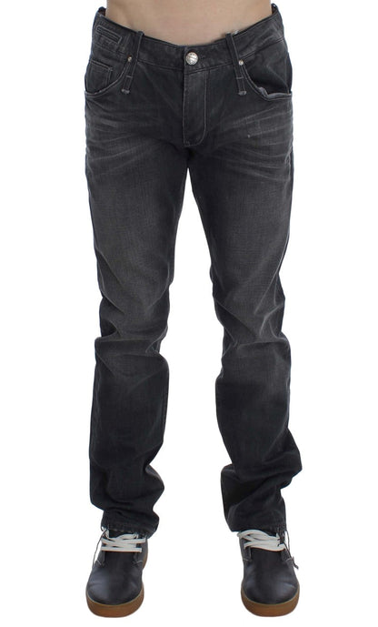 Gray Cotton Regular Low Fit Jeans Acht