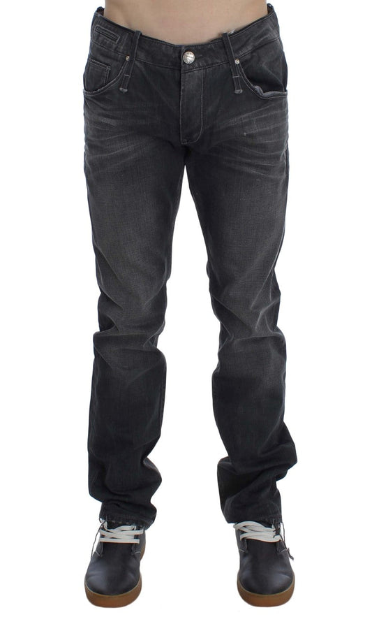 Gray Cotton Regular Low Fit Jeans Acht