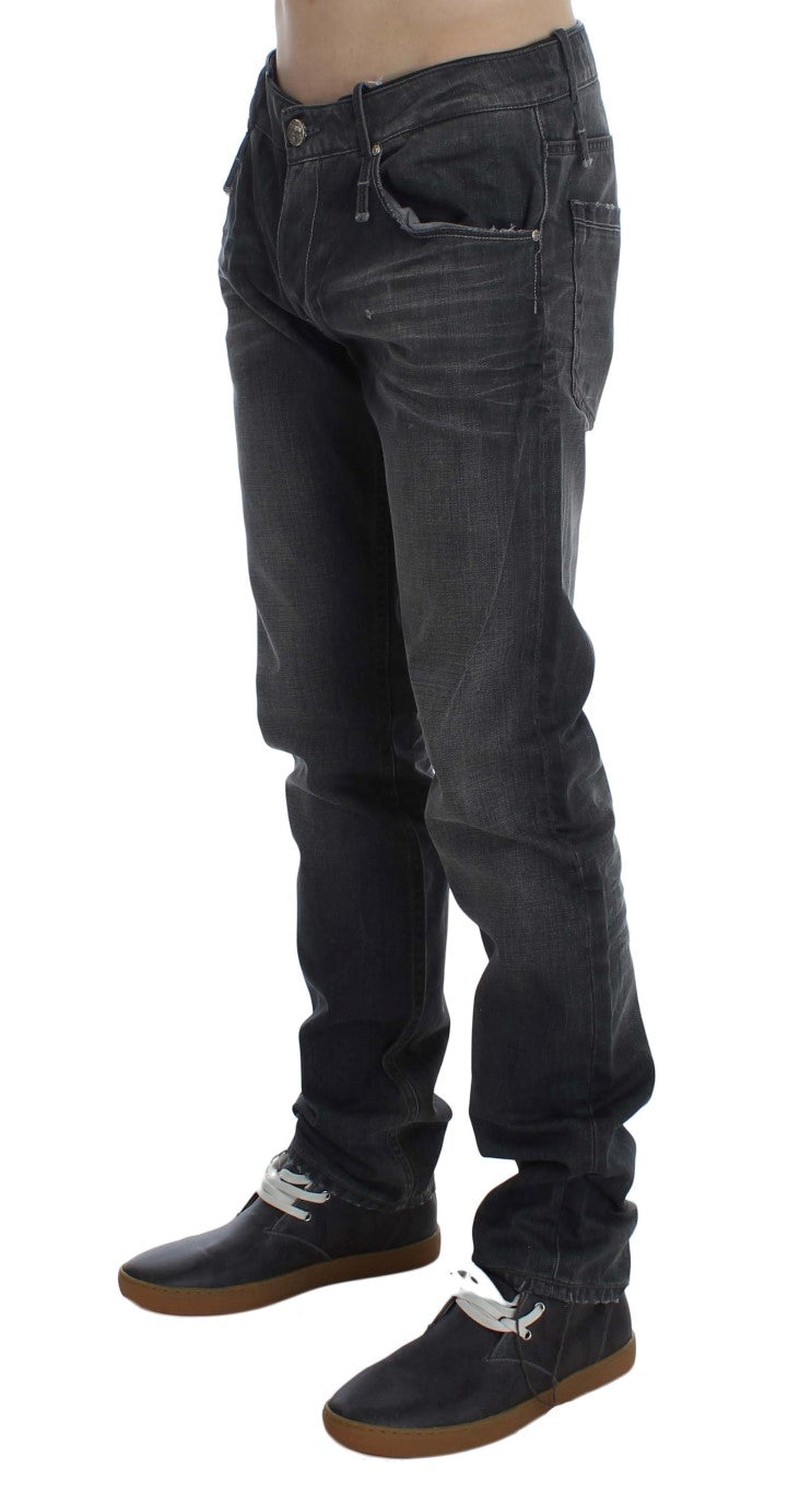 Gray Cotton Regular Low Fit Jeans Acht
