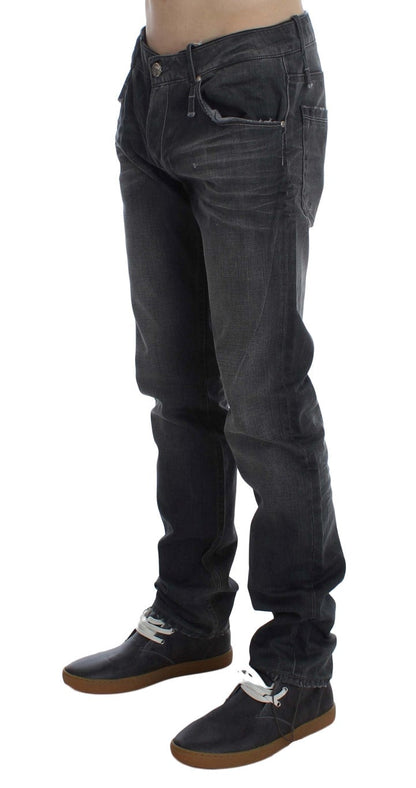Gray Cotton Regular Low Fit Jeans Acht