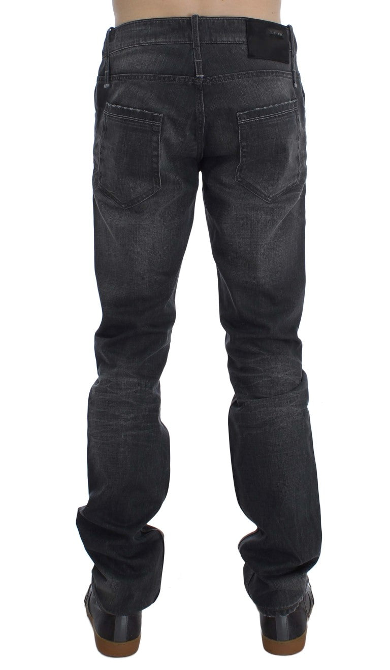 Gray Cotton Regular Low Fit Jeans Acht