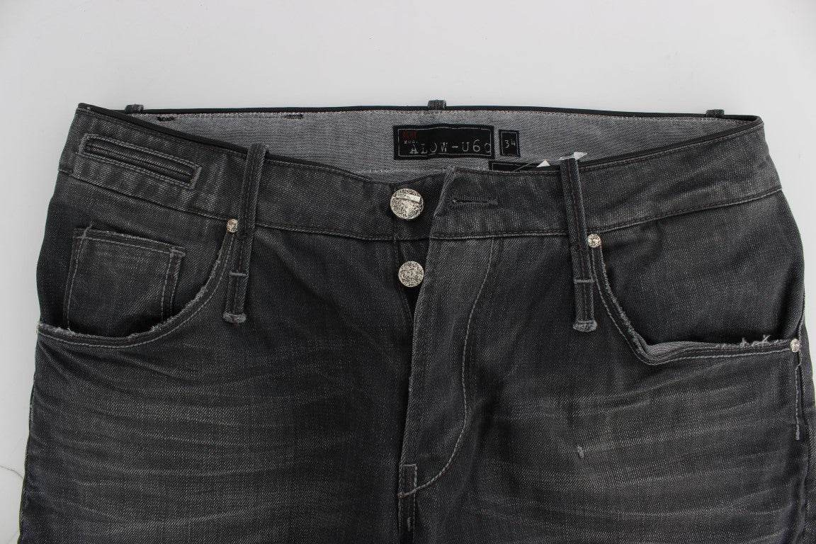 Gray Cotton Regular Low Fit Jeans Acht