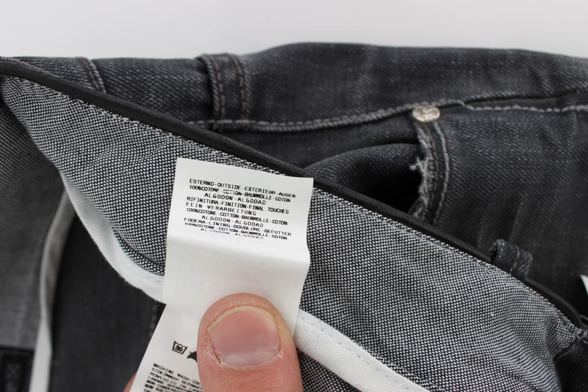 Gray Cotton Regular Low Fit Jeans Acht