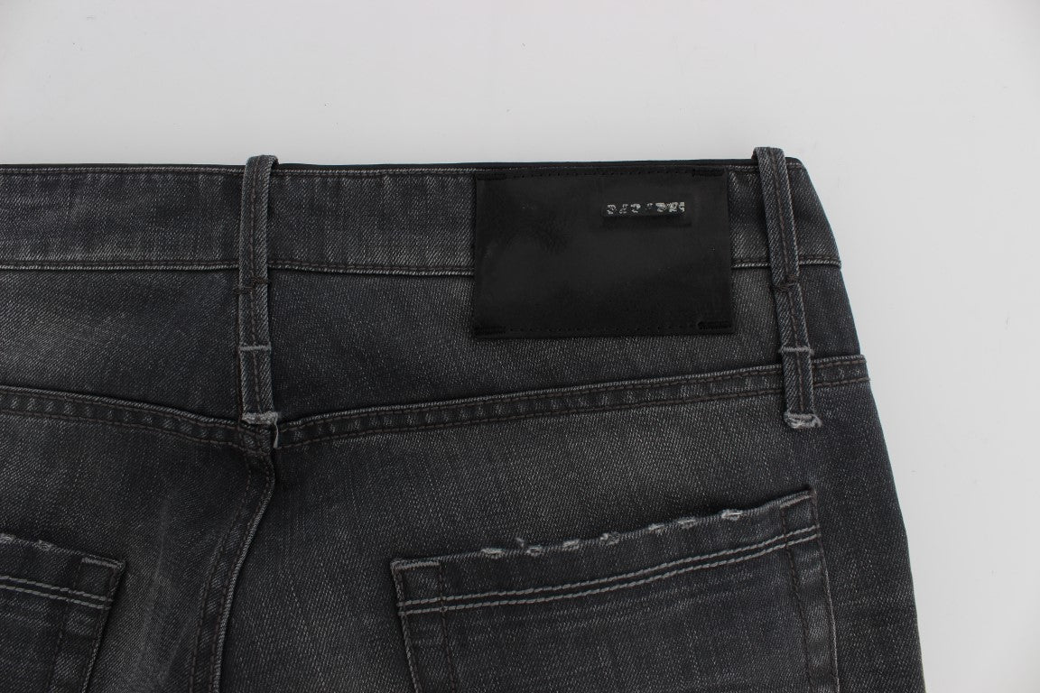 Gray Cotton Regular Low Fit Jeans Acht