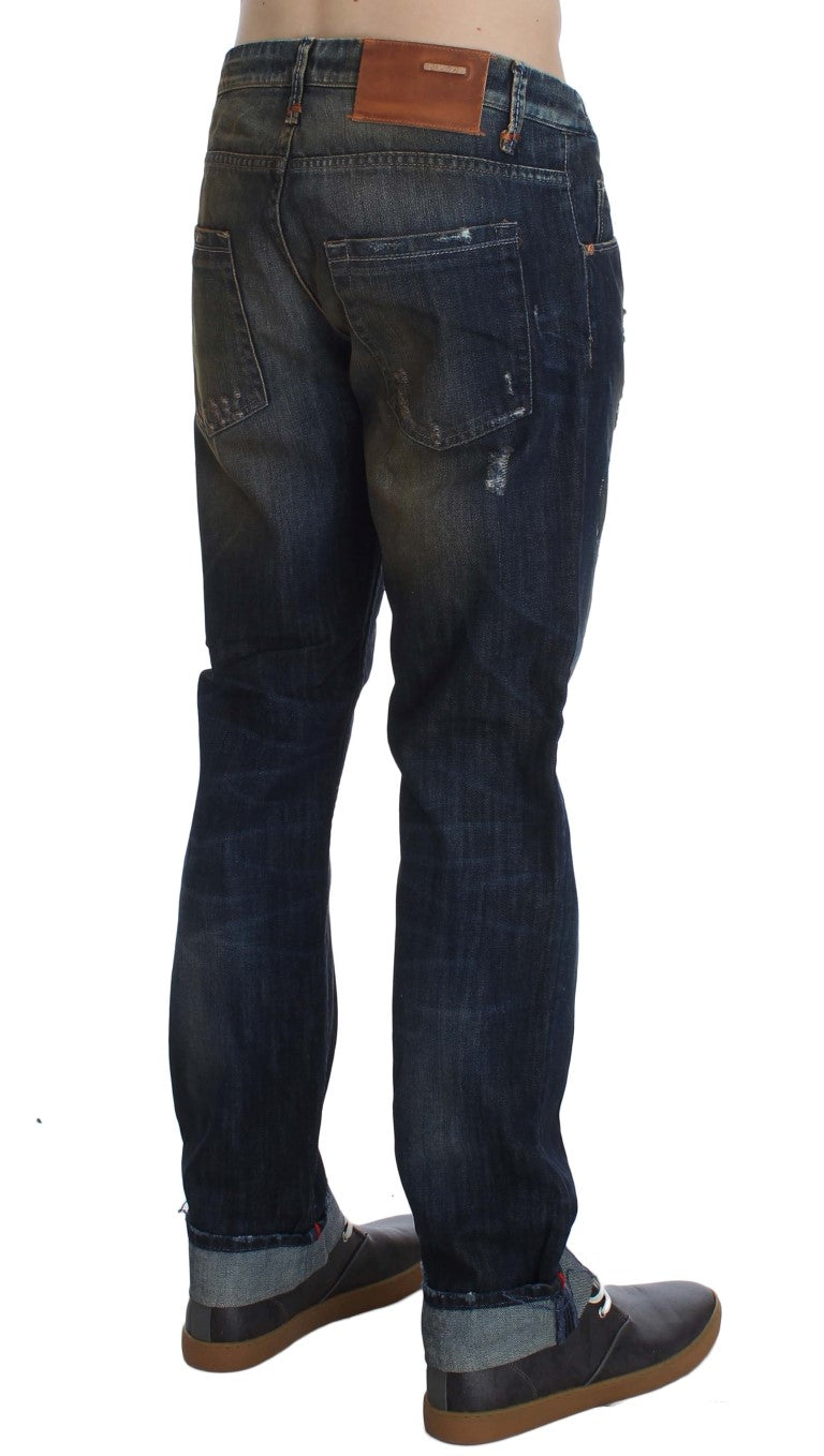 Blue Wash Cotton Regular Straight Fit Jeans Acht