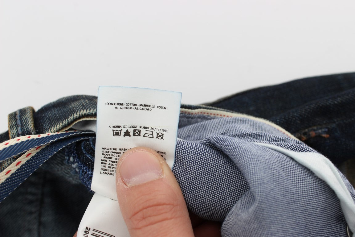 Blue Wash Cotton Regular Straight Fit Jeans Acht
