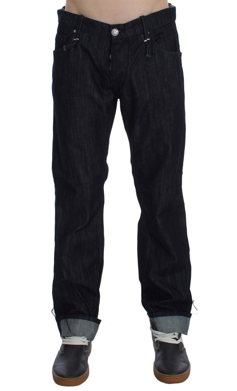 Blue Cotton Regular Straight Fit Jeans Acht