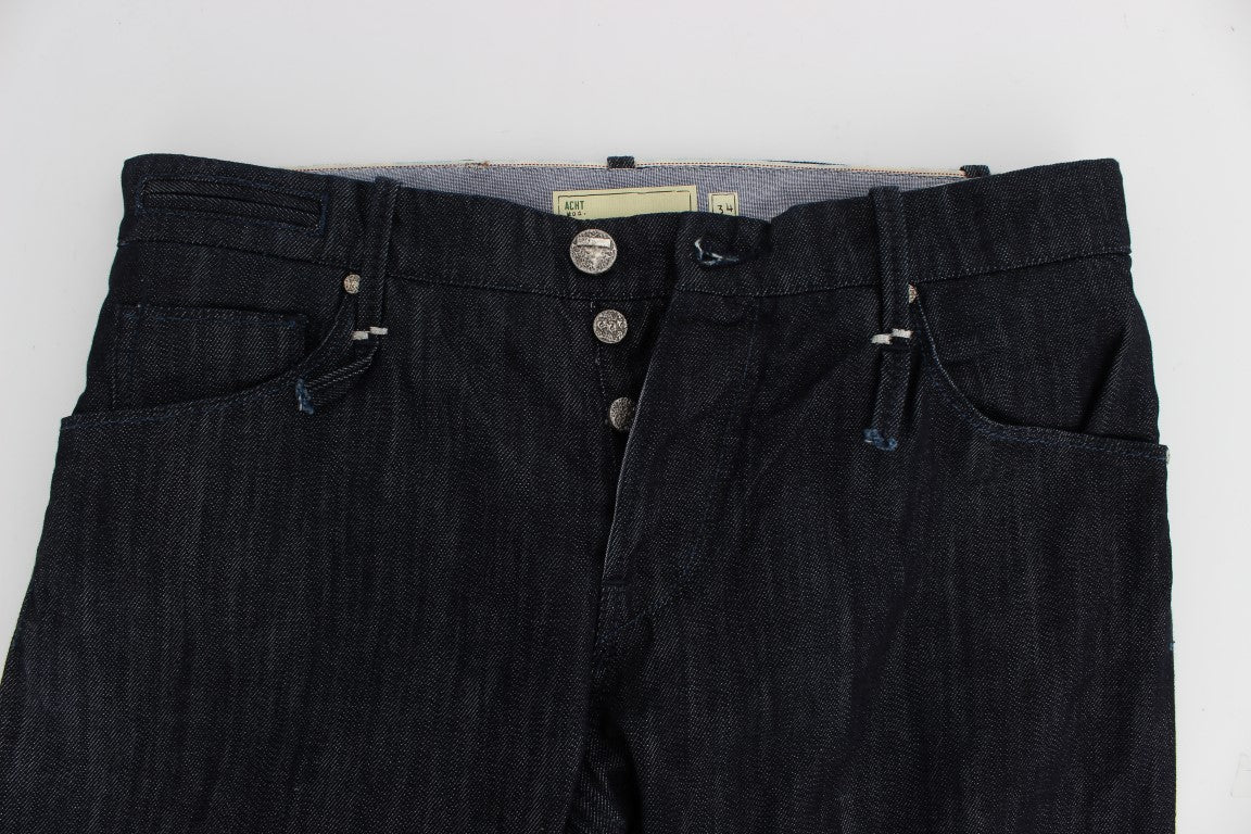 Blue Cotton Regular Straight Fit Jeans Acht