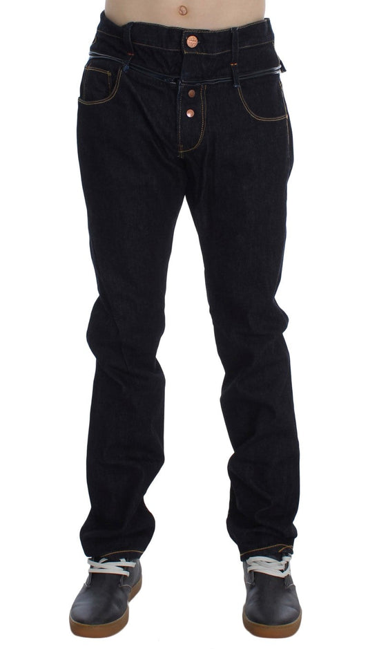 Blue Cotton Regular Straight Fit Jeans Acht