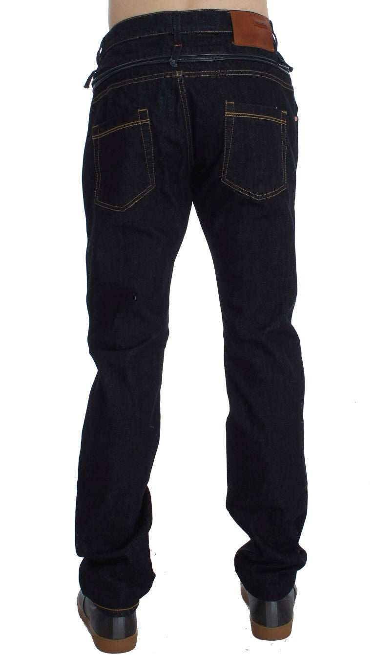 Blue Cotton Regular Straight Fit Jeans Acht