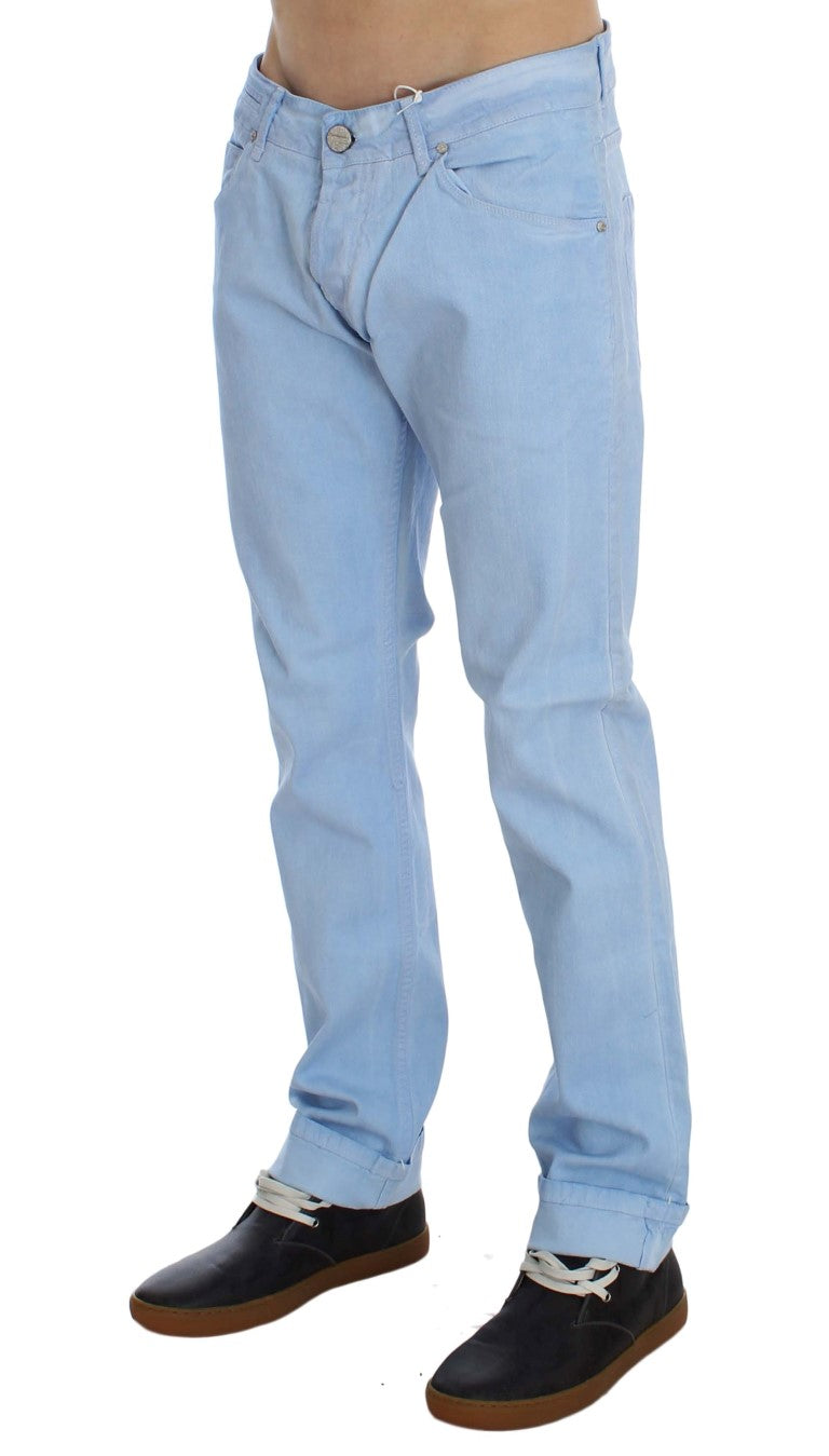 Blue Cotton Stretch Low Waist Fit Jeans Acht