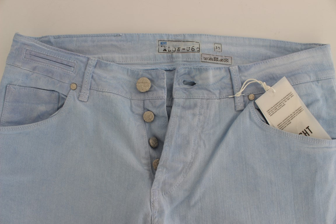Blue Cotton Stretch Low Waist Fit Jeans Acht