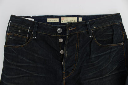 Blue Wash Cotton Denim Straight Fit Jeans Acht